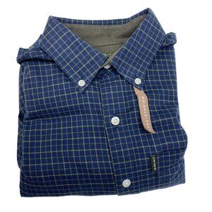 Ariat Mens Wrinkle-Free Plaid Shirt XS Blue Check 100% Cotton